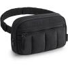 BAGSMART Fanny Packs for Women Cross Body, Quilted Puffy Belt Bag with Pockets, Fashion Waist Packs for Traveling Hiking Black(Black)