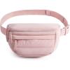 BAGSMART Fanny Packs for Women Two Way Zipper Belt Bag with Adjustable Strap, Puffy Fashion Waist Packs for Traveling Workout, Dark Grey(Baby Pink)