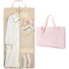BAGSMART Garment Bags for Travel Foldable Carry on Suit Carrier for Hanging Clothes Stylish Dress Carrier Large Convertible Weekender Garment Bags for Women Men(Sleek Light Pink)