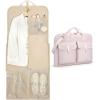 BAGSMART Large Garment Bags for Travel, Carry on Garment Bags for Hanging Clothes, Travel Suit Bag for Shirts Dresses Coats, Beige(2-Pink)