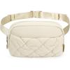 BAGSMART Puffy Fanny Packs for Women Crossbody Belt Bag with Adjustable Strap, Quilted Waist Pack Purse for Traveling Shopping Workout(Beige)