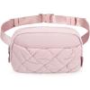 BAGSMART Puffy Fanny Packs for Women Crossbody Belt Bag with Adjustable Strap, Quilted Waist Pack Purse for Traveling Shopping Workout(Pink)