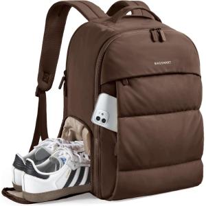 BAGSMART 30L Travel Backpack for Women, Carry on Backpack for Airplanes, Gym Backpack with Shoe Compartment, Lightweight Travel Bag Fits 15.6 Inch, Water-Resistant, Chocolate(Chocolate)