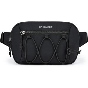 BAGSMART Fanny Packs for Women Small Belt Bag with Adjustable Strap Waist Pack for Running Workout Traveling Hiking, Beige Green(Black)