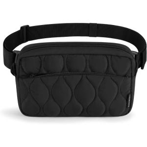 BAGSMART Fanny Packs for Women with Two Ways to Install the Adjustable Strap Lightweight Crossbody Belt Bag for Traveling Workout(Black)