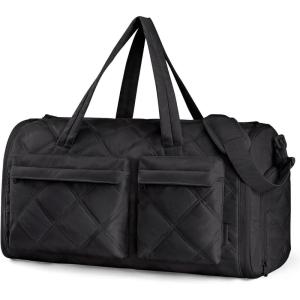 BAGSMART Garment Duffel Bag, Convertible 2-in-1 Puffy Water-Resistant Carry-On with Shoe Compartment (A-Black)(A-Black)