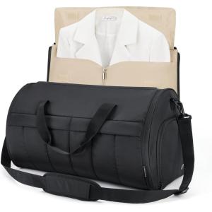 BAGSMART Garment Duffel Bag, Convertible 2-in-1 Puffy Water-Resistant Carry-On with Shoe Compartment (A-Black)(B-Black)