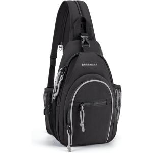 BAGSMART Small Crossbody Sling Bag for Men Women, Small Sling Backpack Shoulder Bag, Anti-Theft Chest Daypack(Black)