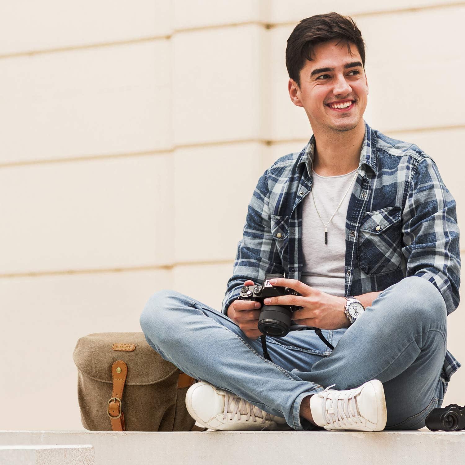 imageBAGSMART Camera Bag SLR DSLR Canvas Crossbody Camera Case Compact Camera Shoulder Bag with Rain Cover for Women and Men Ivory White02Kahki