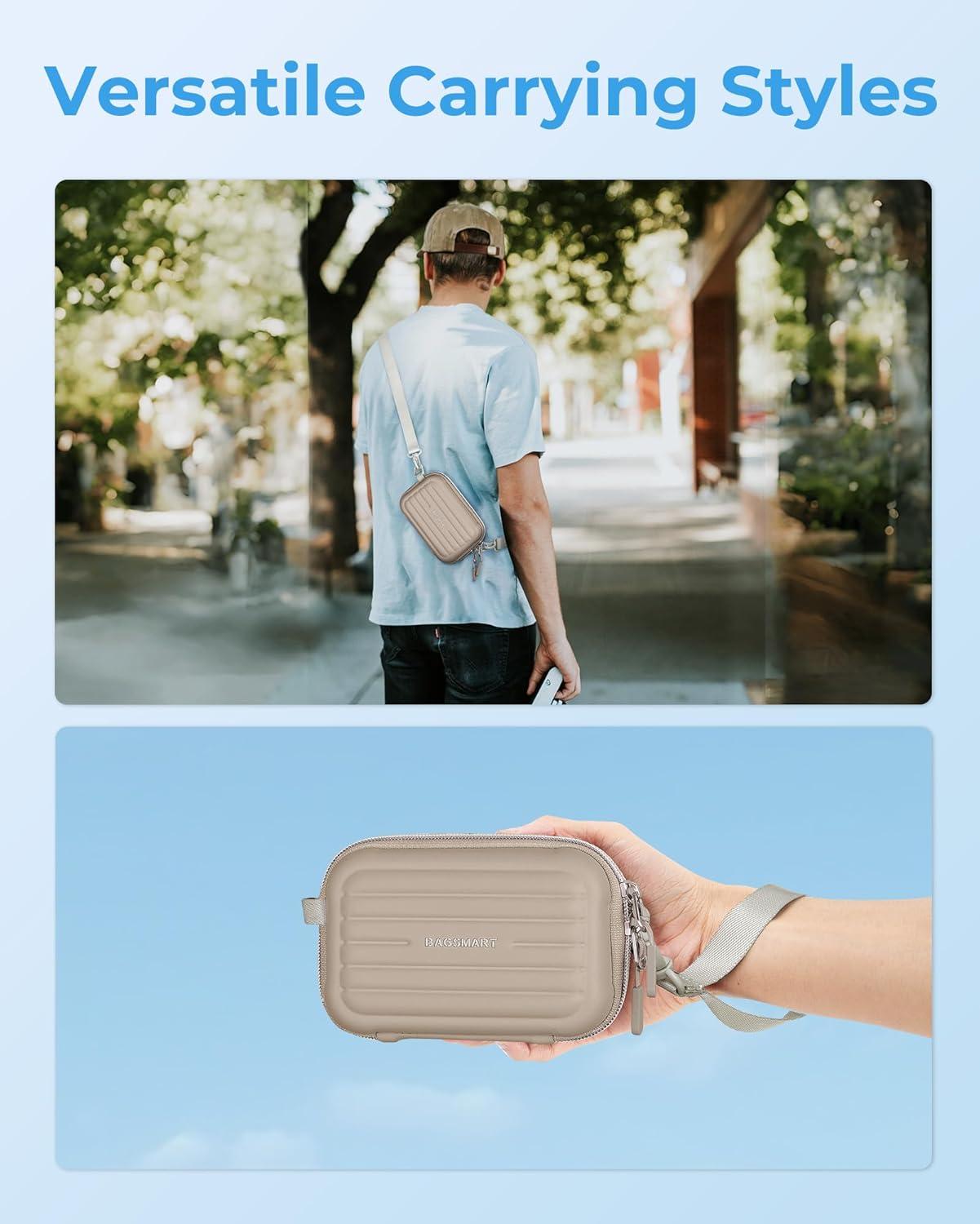 imageBAGSMART Digital Camera Case Waterproof amp Protective Small Camera Bag with 2 Carrying Ways Lightweight Camera Sling Bag for Canon PowerShot ELPH 180190 Sony DSCW800DSCW830 BeigeBrown