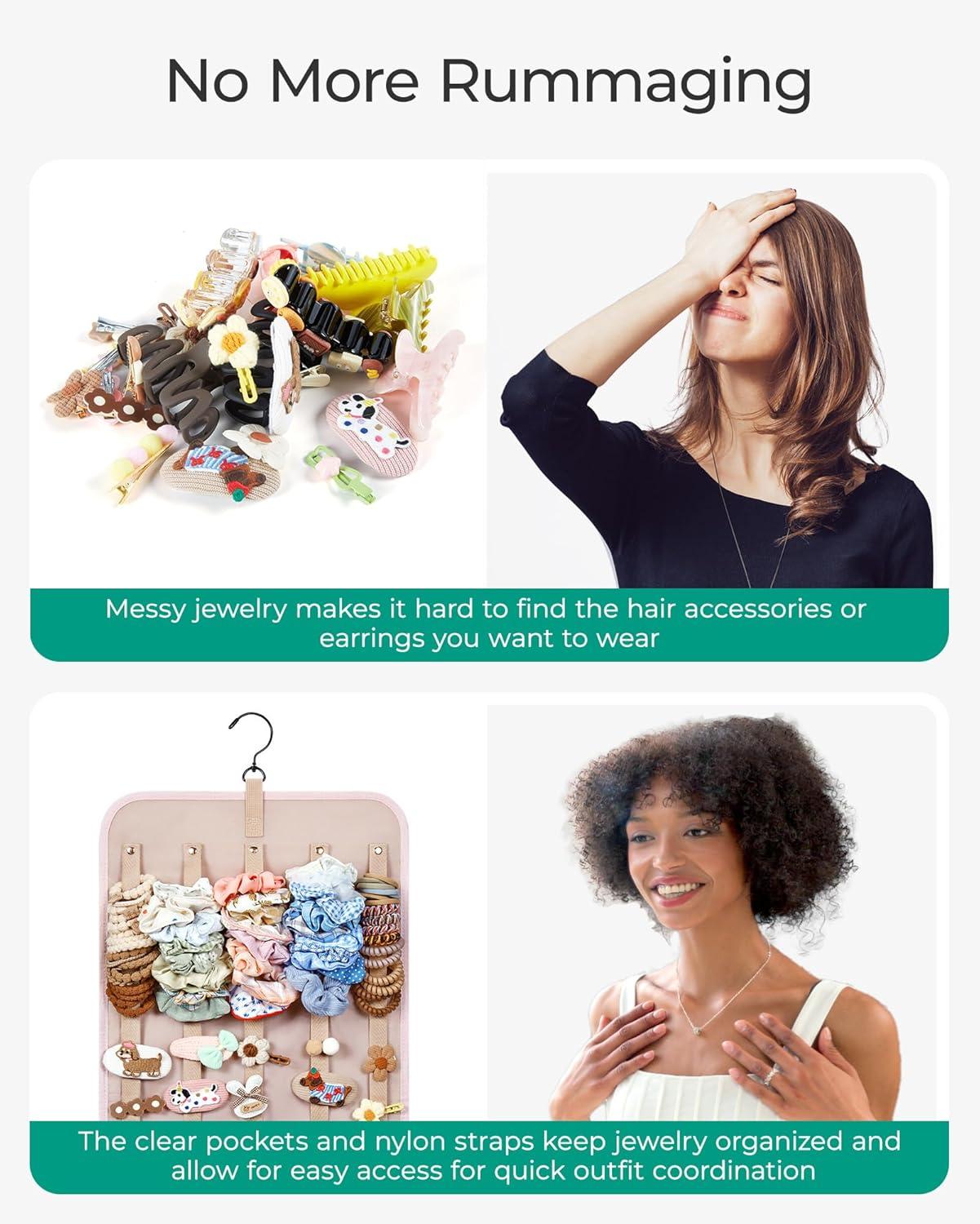 imageBAGSMART Hanging Jewelry Organizer Claw Clip Holder for Headbands Sunglasses Hair Clips Claw Clips DoubleSided on Closet Wall Door 1 piece LargeBlackBlack