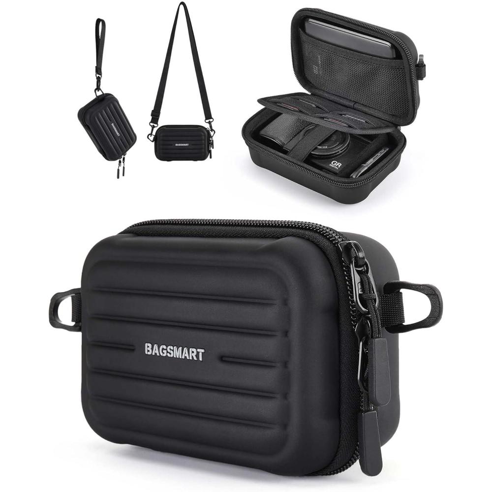 imageBAGSMART Digital Camera Case Waterproof amp Protective Small Camera Bag with 2 Carrying Ways Lightweight Camera Sling Bag for Canon PowerShot ELPH 180190  Sony DSCW800DSCW830  BeigeBlack