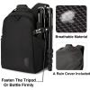BAGSMART Camera Bag, DSLR SLR Camera Backpack Fits up to 15.6″ Laptop, Camera Case for Photographers with Waterproof Rain Cover, Tripod Holder, Black(Black)