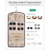 BAGSMART Hanging Jewelry Organizer Claw Clip Necklace Holder Roll for Hair Ties, Headbands, Clips, Earrings, Necklaces, Glasses Double-Sided on Closet, Wall, Door, 1 piece, Large-Black(Black)