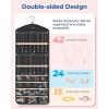 BAGSMART Hanging Jewelry Organizer with Hanger Metal Hooks Double-Sided Jewelry Holder for Organizing Earrings Necklaces Rings Perfect for in Hanging Closet, Wall, Door, 1 Piece, Large, Black(A-1-Black)