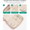 BAGSMART Travel Jewelry Case Jewelry Box Organizers and Storage Earings Holder Organizer for Women for Necklaces, Bracelets, Rings-Beige(A-Black)