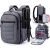 BAGSMART Camera Backpack, Expandable DSLR SLR Camera Bags for Photographers, Photography Travel Backpack with 15.6″ Laptop Compartment, Rain Cover & Tripod Holder, Black(Grey)