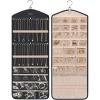 BAGSMART Hanging Jewelry Organizer with Hanger Metal Hooks Double-Sided Jewelry Holder for Organizing Earrings Necklaces Rings Perfect for in Hanging Closet, Wall, Door, 1 Piece, Large, Black(A-1-Black)