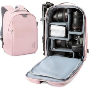 BAGSMART Camera Bag, DSLR SLR Camera Backpack Fits up to 15.6″ Laptop, Camera Case for Photographers with Waterproof Rain Cover, Tripod Holder, Black(Pink)