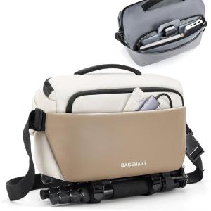BAGSMART Camera Sling Bag, Small Camera Bags for Photographers with Tripod Holder, Waterproof DSLR/SLR/Mirrorless Camera Bags Crossbody with Rain Cover, Compatible with Canon Sony Nikon, Beige(Beige)