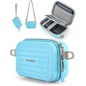 BAGSMART Digital Camera Case, Waterproof & Protective Small Camera Bag with 2 Carrying Ways, Lightweight Camera Sling Bag for Canon PowerShot ELPH 180/190 / Sony DSCW800/DSCW830 – Beige(Blue)