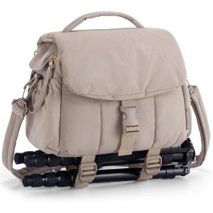 BAGSMART Small Camera Bag, DSLR Camera Case for Camera Lens & Accessories, Ultra-Light Compact Crossbody Camcorder Bags with Rain Cover/Tripod Straps, Camel(Camel)