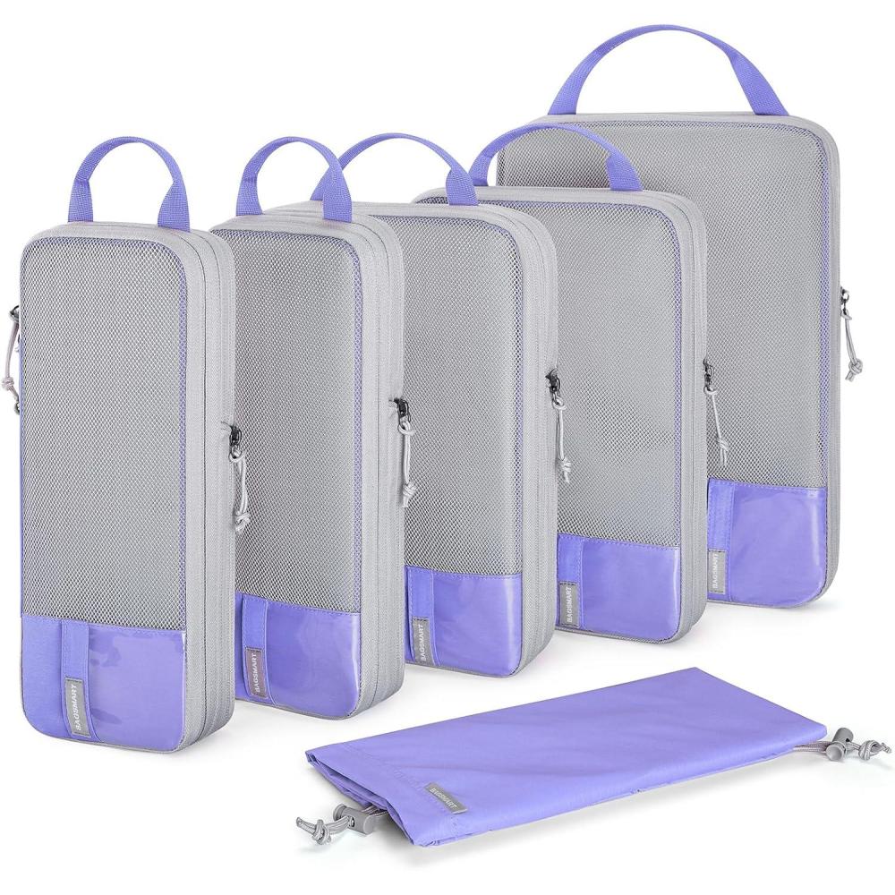 imageBAGSMART 6 Set 4 Set2 Set Compression Packing Cubes for Travel Lightweight Luggage Organizer Bags Durable Space Saver Bags Travel EssentialsVery Peri