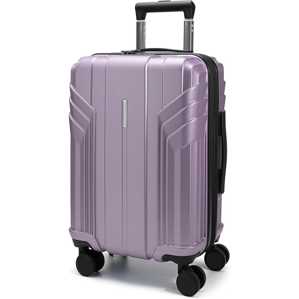 imageBAGSMART Expandable Carry On Luggage 22x14x9 Airline Approved 20 Inch Travel Luggage with Spinner Wheels Lightweight Hard Shell Suitcase Carry on Airy BlueLavender Purple