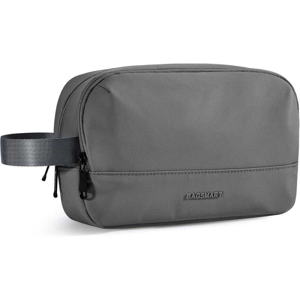 imageBAGSMART Travel Toiletry Bag for Men Dopp Kit Water Resistant Shaving Bag for Toiletries Accessories BlackMediumGrey