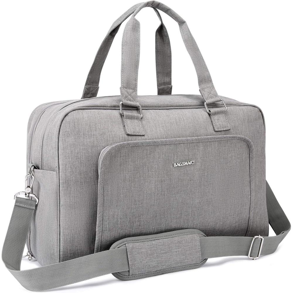 imageBAGSMART Weekender Bags for Women Travel Duffle Overnight Bag Personal Item Bag with Shoe Bag for Travel EssentialsLight Grey