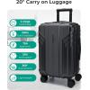 BAGSMART Expandable Carry On Luggage 22x14x9 Airline Approved, 20 Inch Travel Luggage with Spinner Wheels, Lightweight Hard Shell Suitcase Carry on Airy Blue(Black)
