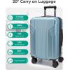 BAGSMART Expandable Carry On Luggage 22x14x9 Airline Approved, 20 Inch Travel Luggage with Spinner Wheels, Lightweight Hard Shell Suitcase Carry on Airy Blue(Airy Blue)