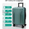 BAGSMART Expandable Carry On Luggage 22x14x9 Airline Approved, 20 Inch Travel Luggage with Spinner Wheels, Lightweight Hard Shell Suitcase Carry on Airy Blue(Olive-green)
