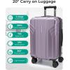 BAGSMART Expandable Carry On Luggage 22x14x9 Airline Approved, 20 Inch Travel Luggage with Spinner Wheels, Lightweight Hard Shell Suitcase Carry on Airy Blue(Lavender Purple)