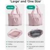 BAGSMART Foldable Tote Bag with Drawstring Bag, Large Tote Bag Shoulder Bag Top Handle Handbag for Travel, Work, Beach, Gym(Foldable-pink)