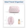 BAGSMART Makeup Bag, Travel Cosmetic Bag, Puffy Padded Make Up Bag for Women, Makeup Organizer Case, Wide-open Pouch Purse, Travel Essentials, Toiletries Accessories Brushes, Pink(E-Beige)