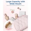 BAGSMART Makeup Bag, Travel Cosmetic Bag, Puffy Padded Make Up Bag for Women, Makeup Organizer Case, Wide-open Pouch Purse, Travel Essentials, Toiletries Accessories Brushes, Pink(D-Khaki)