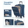 BAGSMART Softside Expandable Luggage Airline Approved with Spinner Wheels, 20 Inch Carry On Luggage 22x14x9 with TSA Lock, Quilted Rolling Suitcases for Women, Black(Navy Blue)
