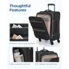 BAGSMART Softside Expandable Luggage Airline Approved with Spinner Wheels, 20 Inch Carry On Luggage 22x14x9 with TSA Lock, Quilted Rolling Suitcases for Women, Black(Black)