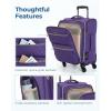 BAGSMART Softside Expandable Luggage Airline Approved with Spinner Wheels, 20 Inch Carry On Luggage 22x14x9 with TSA Lock, Quilted Rolling Suitcases for Women, Black(Purple)