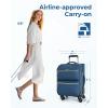 BAGSMART Softside Expandable Luggage Airline Approved with Spinner Wheels, 20 Inch Carry On Luggage 22x14x9 with TSA Lock, Quilted Rolling Suitcases for Women, Black(Navy Blue)