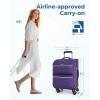BAGSMART Softside Expandable Luggage Airline Approved with Spinner Wheels, 20 Inch Carry On Luggage 22x14x9 with TSA Lock, Quilted Rolling Suitcases for Women, Black(Purple)