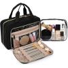 BAGSMART Toiletry Bag Hanging Travel Makeup Organizer with TSA Approved Transparent Cosmetic Bag Makeup Bag for Full Sized Toiletries, Medium-Black(Black)