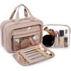 BAGSMART Toiletry Bag Hanging Travel Makeup Organizer with TSA Approved Transparent Cosmetic Bag Makeup Bag for Full Sized Toiletries, Medium-Black(Pink)