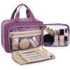 BAGSMART Toiletry Bag Hanging Travel Makeup Organizer with TSA Approved Transparent Cosmetic Bag Makeup Bag for Full Sized Toiletries, Medium-Black(Purple)