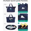 BAGSMART Tote Bag for Women, Foldable Tote Bag With Zipper Travel Large Shoulder Bag Handbag for Work-16.5”l X 6”wx 14”h(B-navy Blue-16.5”l X 6”wx 14”h)