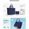 BAGSMART Tote Bag for Women, Foldable Tote Bag With Zipper Travel Large Shoulder Bag Handbag for Work-16.5”l X 6”wx 14”h(B-navy Blue-16.5”l X 6”wx 14”h)