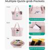 BAGSMART Tote Bag for Women, Foldable Tote Bag With Zipper Travel Large Shoulder Bag Handbag for Work-16.5”l X 6”wx 14”h(D-pink-16.5”l X 6”wx 14”h)