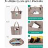 BAGSMART Tote Bag for Women, Foldable Tote Bag With Zipper Travel Large Shoulder Bag Handbag for Work-16.5”l X 6”wx 14”h(Grayish Brown-16.5”l X 6”wx 14”h)