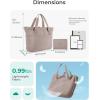 BAGSMART Tote Bag for Women, Foldable Tote Bag With Zipper Travel Large Shoulder Bag Handbag for Work-16.5”l X 6”wx 14”h(Grayish Brown-16.5”l X 6”wx 14”h)